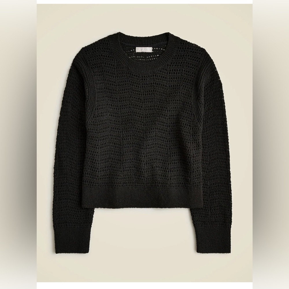 JCrew Black Pointelle Crewneck Sweater